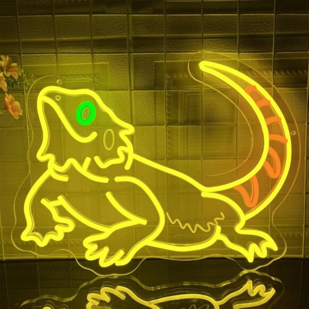 New Bearded Dragon LED Neon Sign, Dimmable Reptile Light for Wall Decor & Gifts